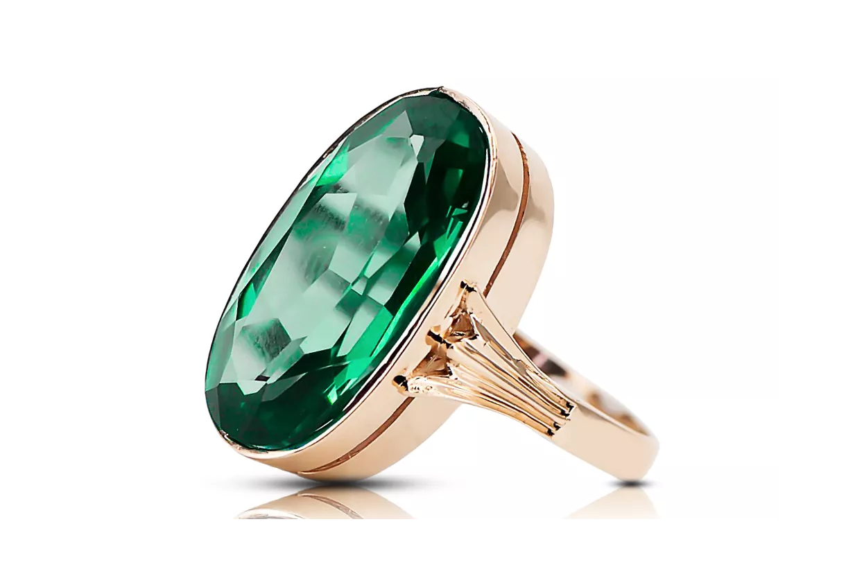 Emerald Original Vintage 14K Rose Gold Ring Vintage vrc113r